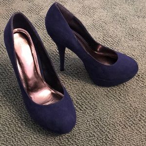 Navy Suede High Heel Pumps